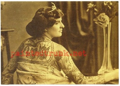 1990s card original vintage tattoo antique salome warlich german tattooed woman