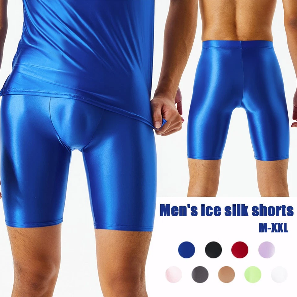 Mens Glossy Quick Dry Compression Shorts Tight Underwear Workout Shorts Fittnes↔ - Image 3 of 4