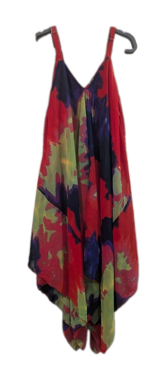 Maxi dress 1X Layered Bold Coloful Tropical Flowy Beachy Resort Ocean Cruise-image