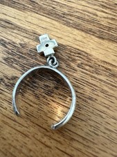 Sterling Silver Cross Ring - Adjustable - Small Size Stamped