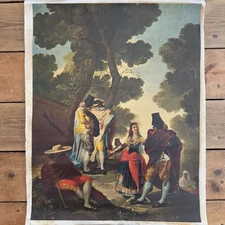 Vintage Textured Print A Walk in Andalusia After Goya Spain Rolled