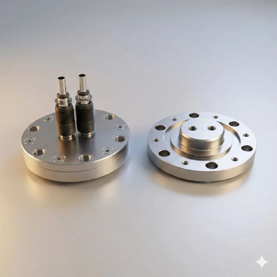 MDC - VARIAN - HUNTINGTON - KURT J LESKER - MKS - AGILENT Lesker (2) HV 2-3/4" Fiber Optic Flanges / (1 pa) VFTSF16TS Fiber Optic Sensors