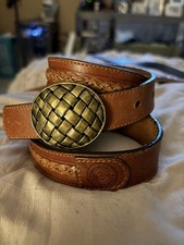 Vintage 1980's Jordache Belt USA made Leather sz 28 Braided brass buckle