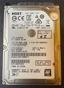 HGST, 1TB, 5K1000-1000, HTS541010A9E680, S/N: D82H53ED, SATA HDD