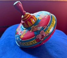 Vintage OHIO ART CO Tin Toy Top 1950s Dancing Children USA Spinning 7  x 7  Lg