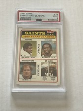 1981 Topps #76 Saints Team Leaders Jimmy Rogers Wes Chandler Tom Myers PSA 9