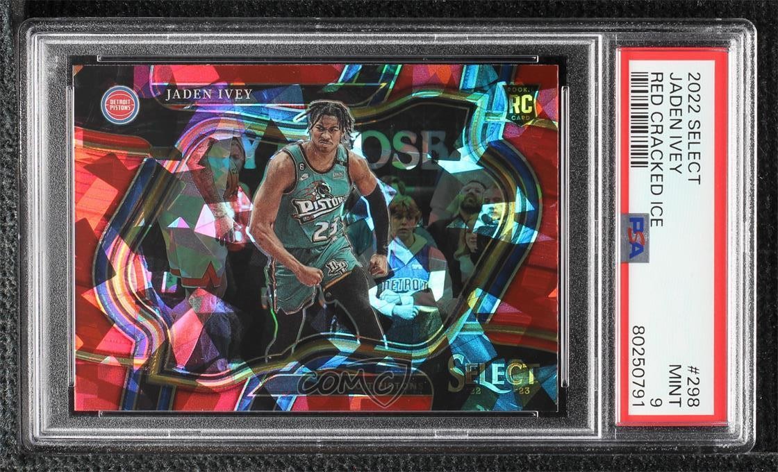 2022-23 Panini Select Courtside Red Cracked Ice Prizm Jaden Ivey PSA 9 MINT 0i1b