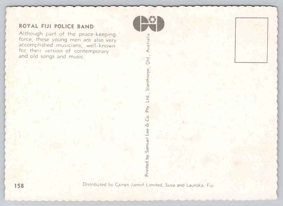 Suva Fiji, Royal Fiji Police Band, Vintage Postcard - Image 2 of 2