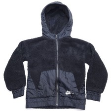 Nike Jacket XS Boys Black High Pile Sherpa Fleece Hoodie Sweatshirt CQ4220-010