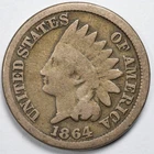 1864 Copper Nickel Indian Head Penny Cent Good (G)