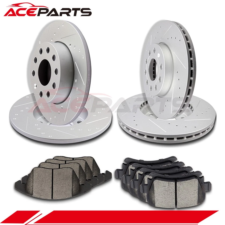 FRONT & REAR BRAKE ROTORS AND PADS FOR 2010-2013 VOLKSWAGEN GOLF JETTA RABBIT Foto 2 de 4