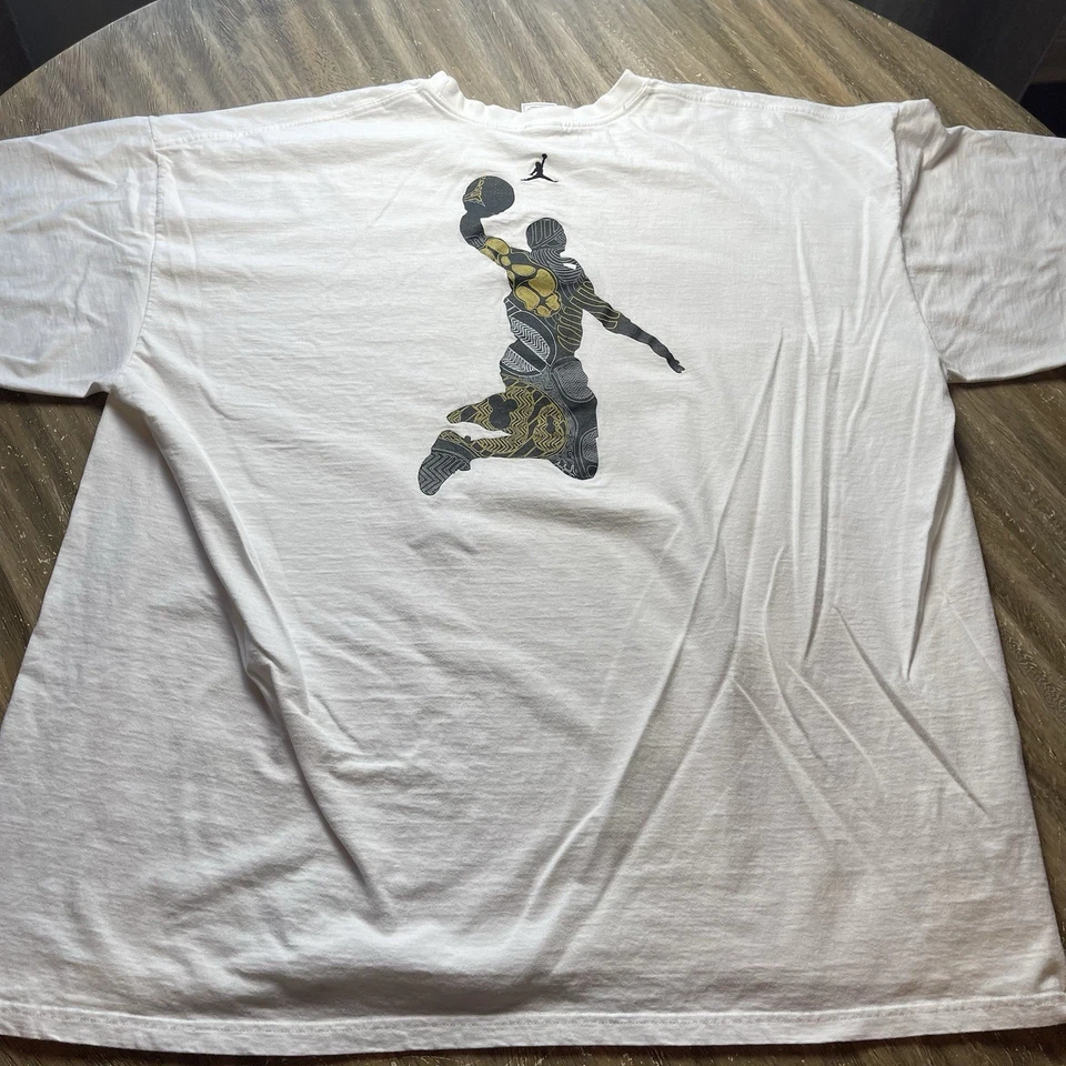 Camiseta blanca vintage Air Jordan para hombre con logotipo de Jumpman How High Can You Fly 4XL Foto 4 de 4