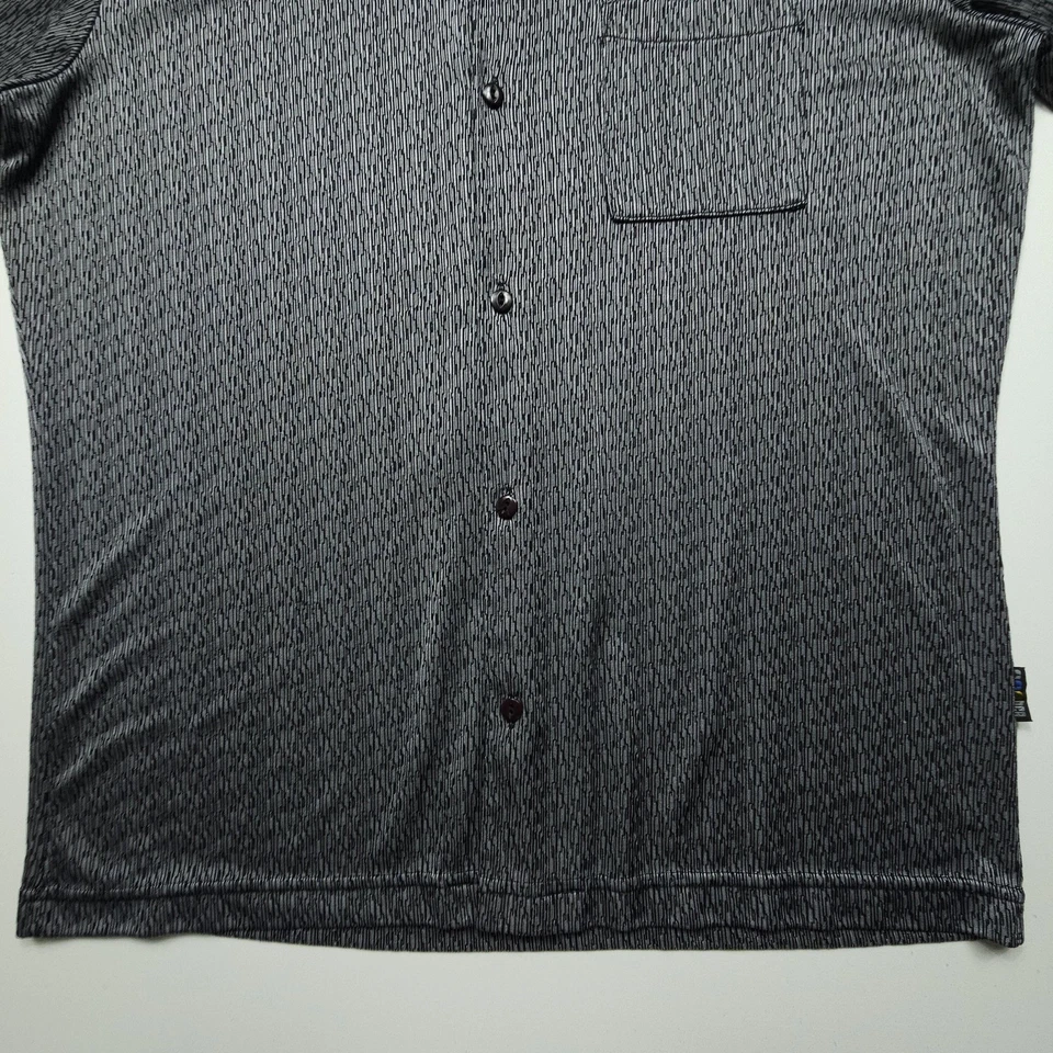VTG BC Ethic Mens Shirt XL Black Gray Striped Specks Three Star Knits 90s Retro - Image 2 of 4