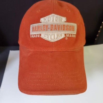 Harley-Davidson Orange Baseball Cap With Unidentified Autograph