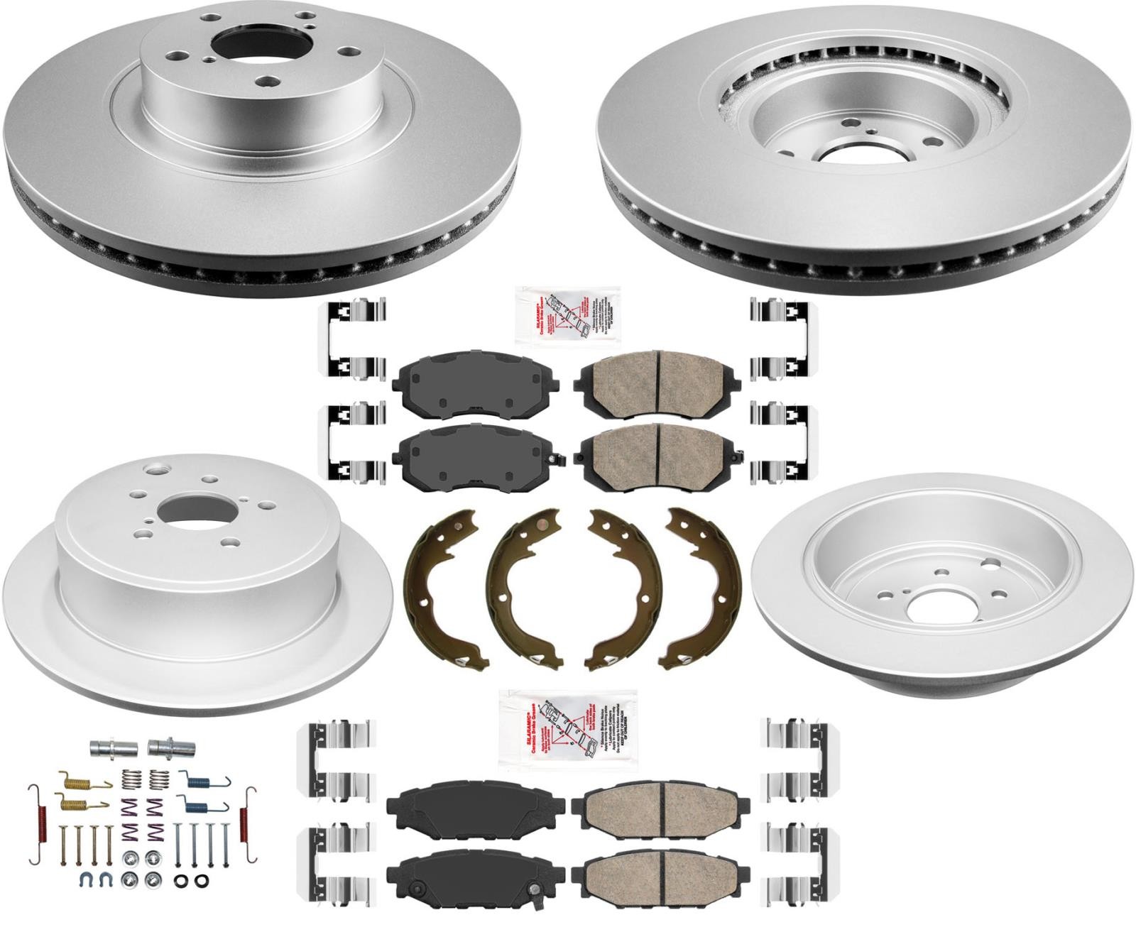 AmeriBRAKES Coated Front & R Disc Brake Rotors & Pads FIts 09-10 Subaru Forester