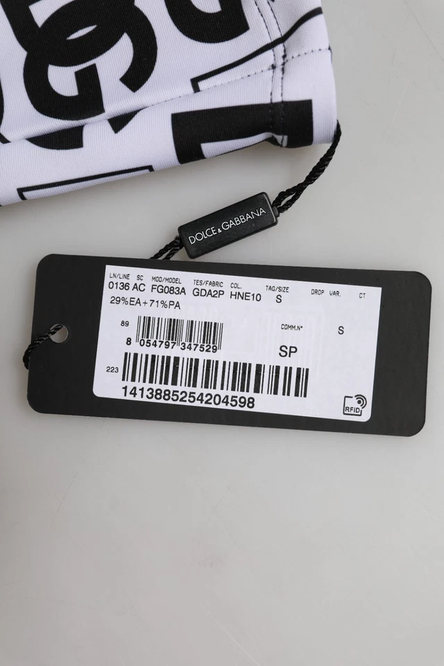 DOLCE & GABBANA Gloves Black White Logo Elbow Length Mitten 7.5 / M RRP 750usd - Image 4 of 4