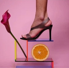 👠 Deltan Black Strappy Sandal Heels Size 9M Open Toe Slip On Dress Shoes