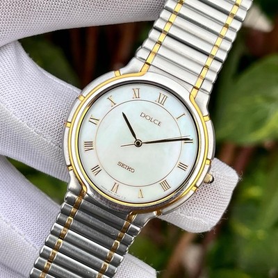 Vintage Seiko Dolce Mother Of Pearl Roman Dial Japan Men Quartz