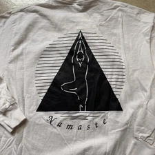 Vintage 1996 Namaste Yoga Pose Tee Longsleeve Medium White Yoga For Life Texas