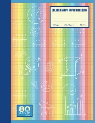 Colored Graph Paper Notebook |Quad ruled 4x4: ADHD Math Workbook for Middle and