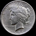 1921 PEACE SILVER DOLLAR ~ AU KEY DATE CLEANED #P5
