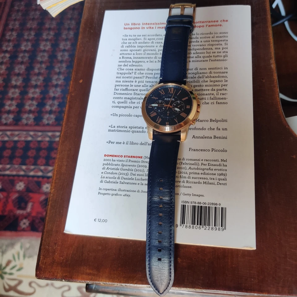 Orologio Fossil FS4835 Con Funzione Di Cronografo Con Quadrante Blu Cinturino Bl - Immagine 3 di 4