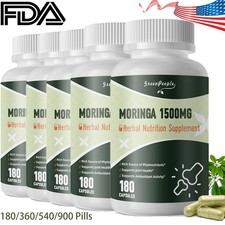180-900 Capsules Moringa Oleifera Leaf Powder 1500mg - Organic Herbal Extract
