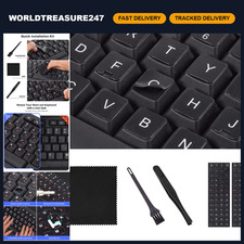2PCS Universal English Keyboard Stickers with Tweezer - Black  White Lettering