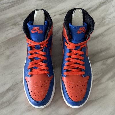 NIKE AIR JORDAN 1 RETRO I HIGH OG NEW YORK KNICKS ROYAL BLUE ORANGE WHITE BRED 9