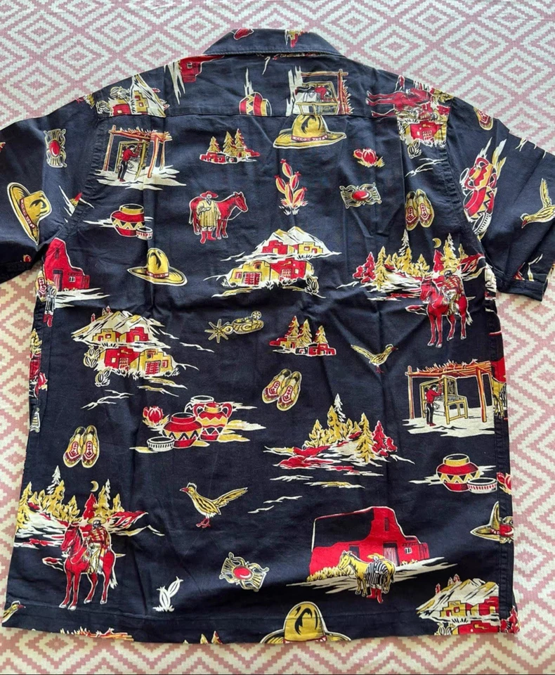 RRL Ralph Lauren 1940s Vintage Western Scenic Print Cowboy Shirt Men's Large L/G - Image 2 of 4