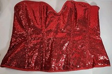 Top Drawer By Daisy Corset Red Sequin Bustier Lace Up 5XL