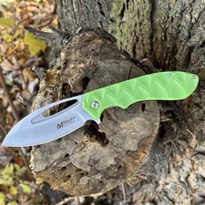 8” Pocket Knife Spring Assist G10 Handle Green Neon 