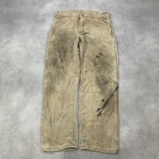 Dickies Carpenter Trousers Mens 42" Thrashed Workwear Distressed Pants, Beige