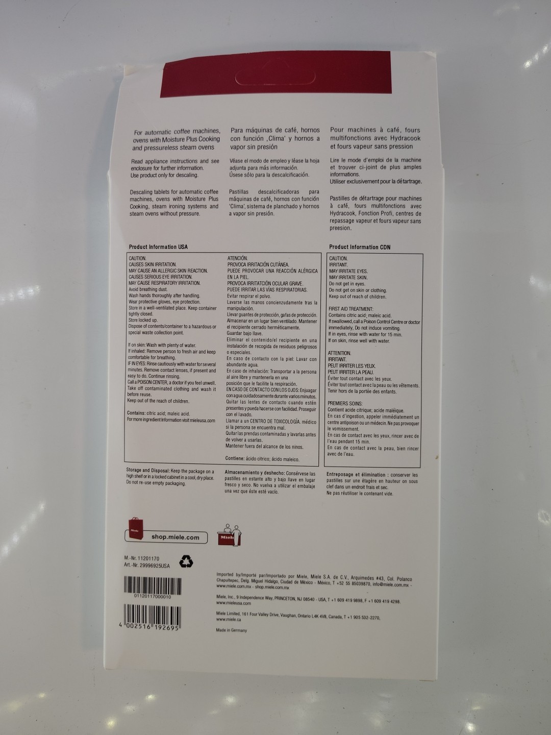 Miele Descaling Tablets for Coffee Machines, Steam Ovens, Ranges 6 Tablets NEW