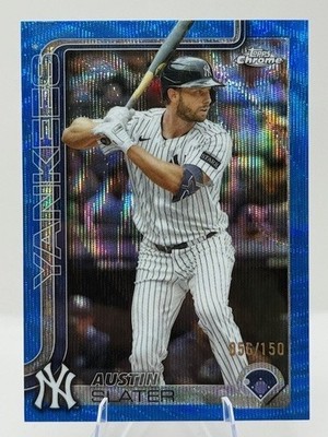 2025 Topps Chrome Update Austin Slater Blue Wave Refractor /150 SP Yankees