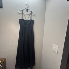 DAVIDS BRIDAL Black Y2K Spaghetti Strap Beaded Empire Dress Prom Sz 8 Whimsigoth