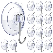 15Pack Heavy Duty Suction Cup Hooks for Kitchen Bathroom Shower Wall Window Door