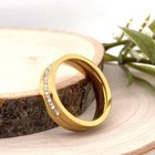6mm Gold Titanium Christmas Gifts Band CZ Stone beveled Edge Scratch-Free Ring — photo 3