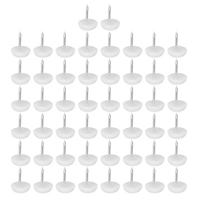 uxcell Plastic Nail-On Furniture Glides 100Pcs 13mm Dia 13x16.5x3.5mm, White 