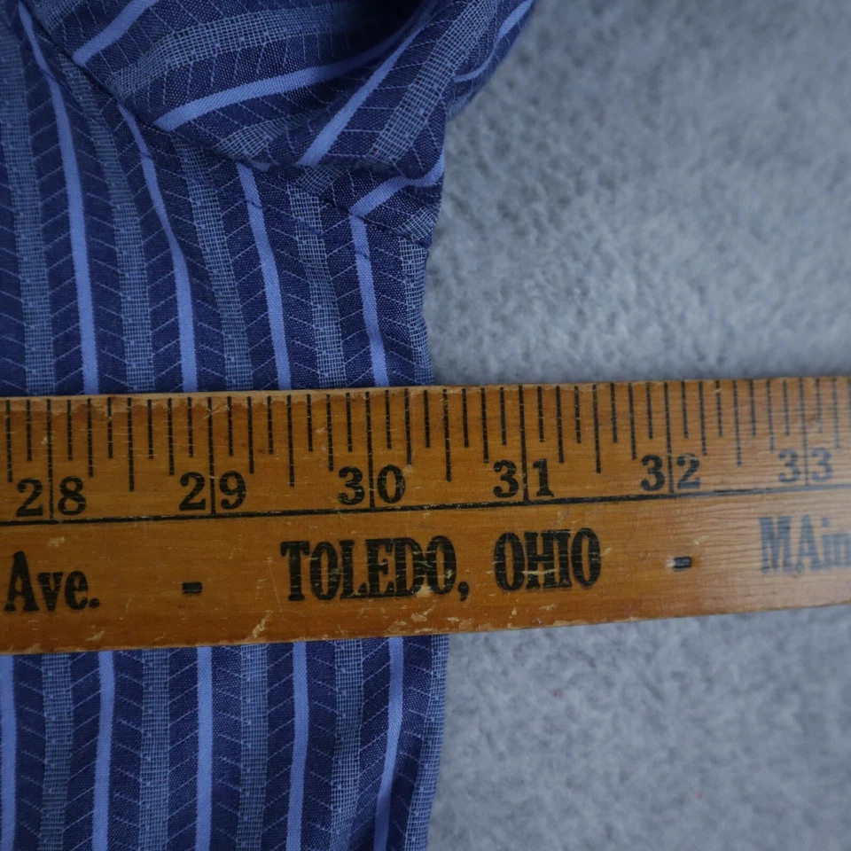 Haband Shirt Mens 3XL Western Cowboy Rodeo Pearl Snap Blue Striped Long Sleeve - Image 4 of 4