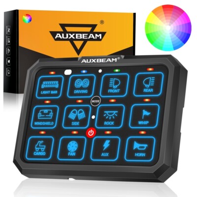 AUXBEAM RB120 12 Gang RGB Switch Panel LED Touch Switch Panel Circuit Controller