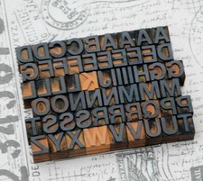 A-Z alphabet letterpress wooden printing blocks wood type vintage printer typo#