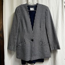 Vintage Pendleton Women s Navy/white Houndstooth Skirt Suit 100 Virgin Wool USA