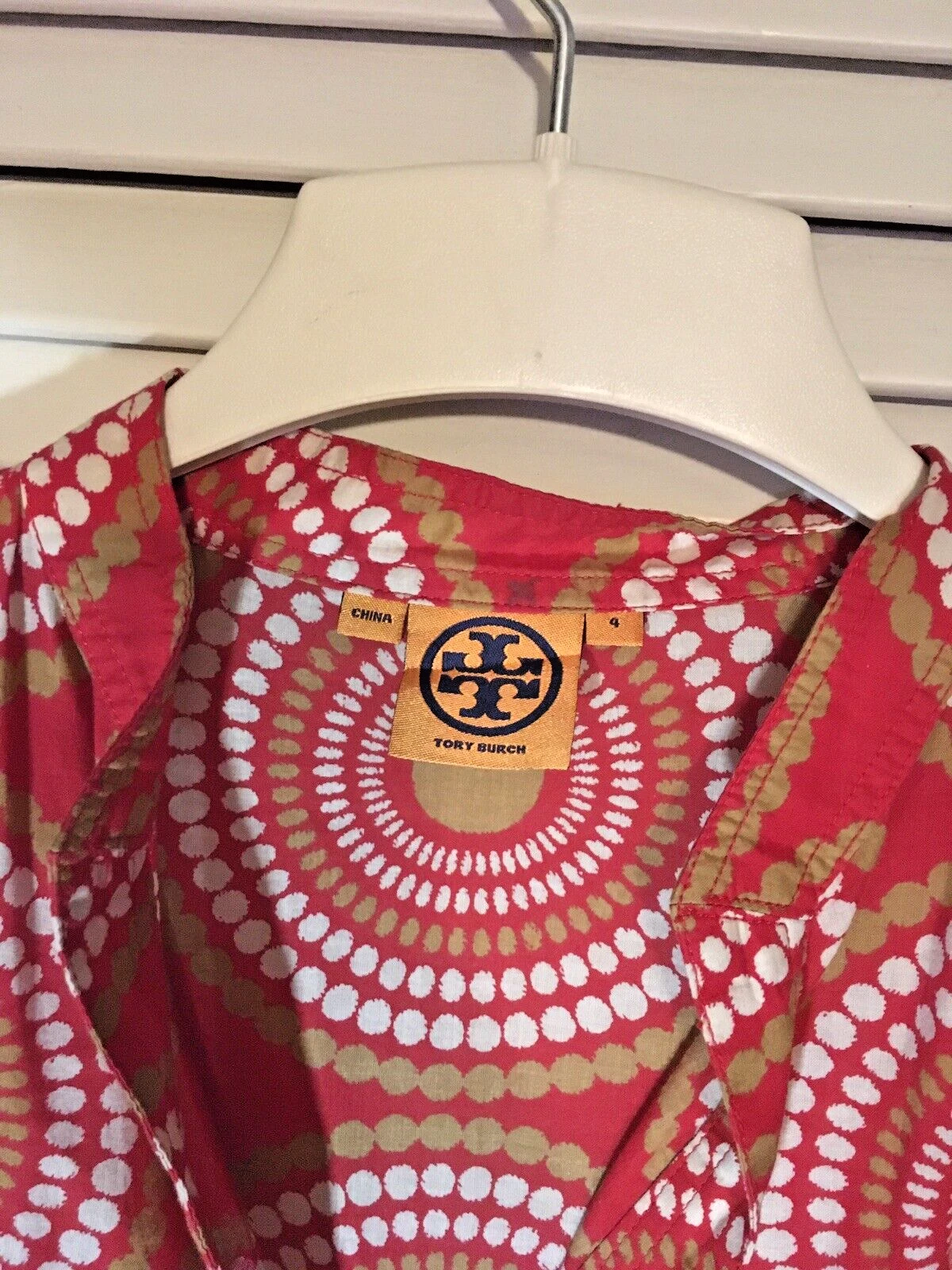 TORY BURCH ABITO TUBINO 100% COTONE LUNGHEZZA MANICA 3 4 TAGLIA 4 SCOLLO A V