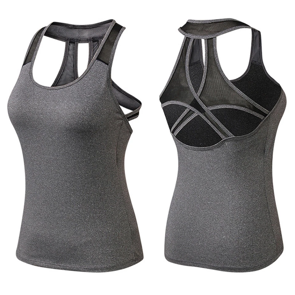 Mujeres Yoga Fitness Chaleco Secado Rápido Transpirable Elástico Deportes Ropa Activa Camisetas sin Mangas Foto 4 de 4