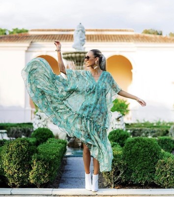 h&m green kaftan dress