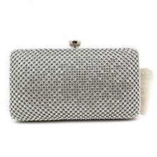 Lauren Larraine Nory Silver Rhinestone Minaudiere Clutch Handbag Purse 1213870