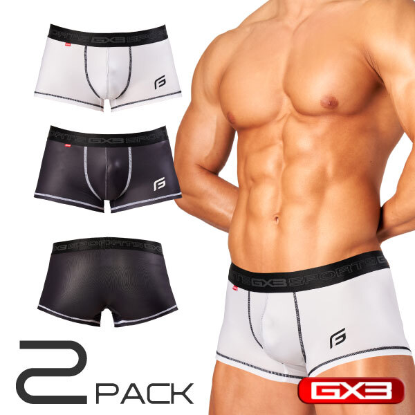 2PACK GX3 GLOSS SPORTS MONOTONE MEDIUM BOXER JAPAN SEXY UNDERWEAR  K1861