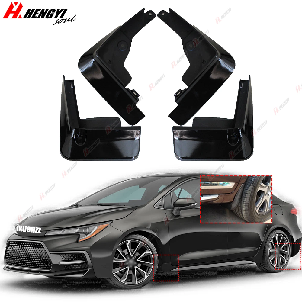 For Toyota Corolla Sedan 20 23 Black Painted Mud Flaps Guard