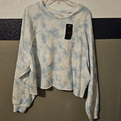 NWT Levis Womens Cropped Sweater Size L Blue White Wash